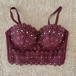 NWOT Windsor Burgundy Jeweled Bustier Top